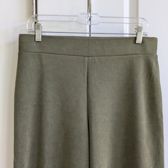 LOFT Pull On Culottes Women M Olive Soft Velvety Twill Wide Leg Cropped Pants - Picture 4 of 6